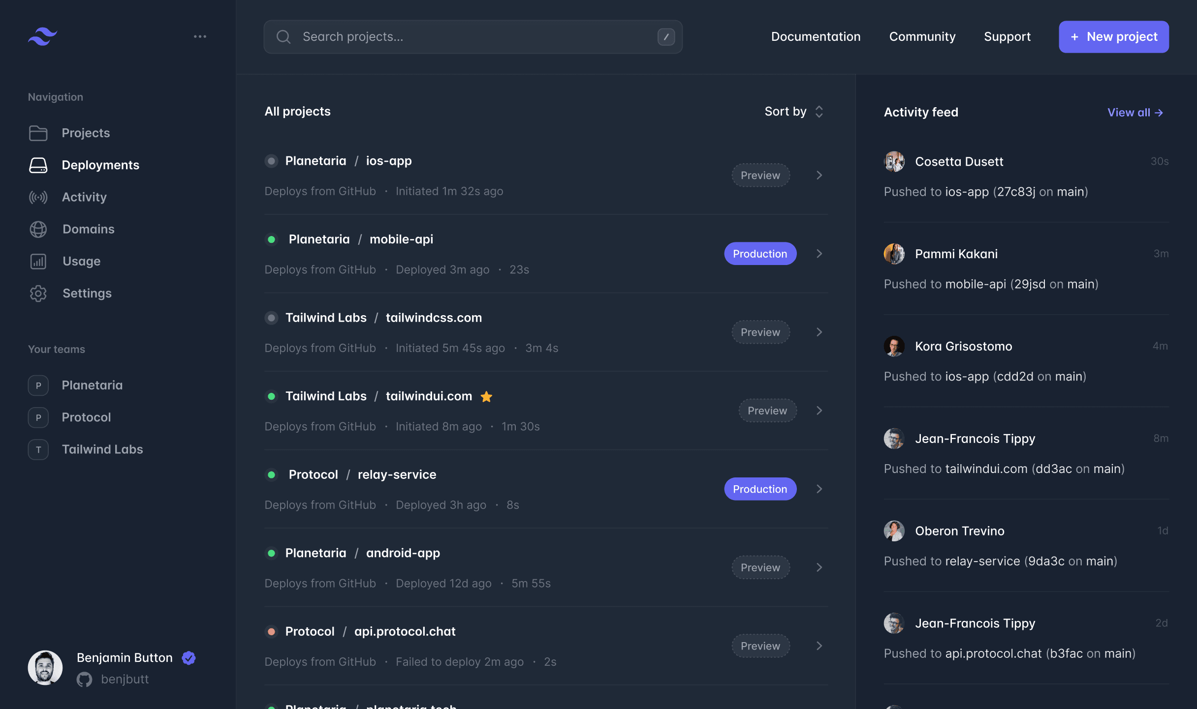 Demo screenshot dark